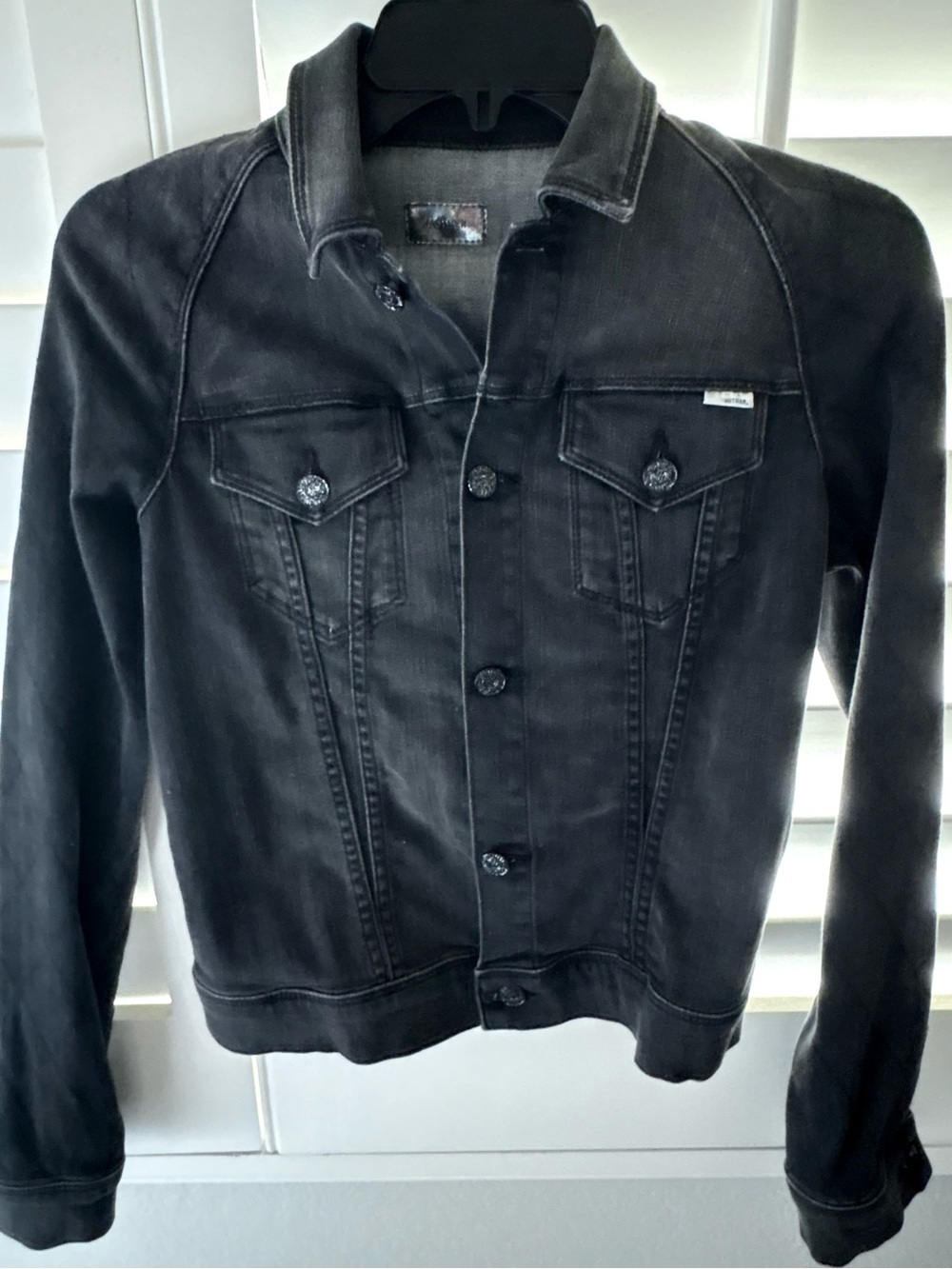 MOTHER Black Washed Denim Jacket